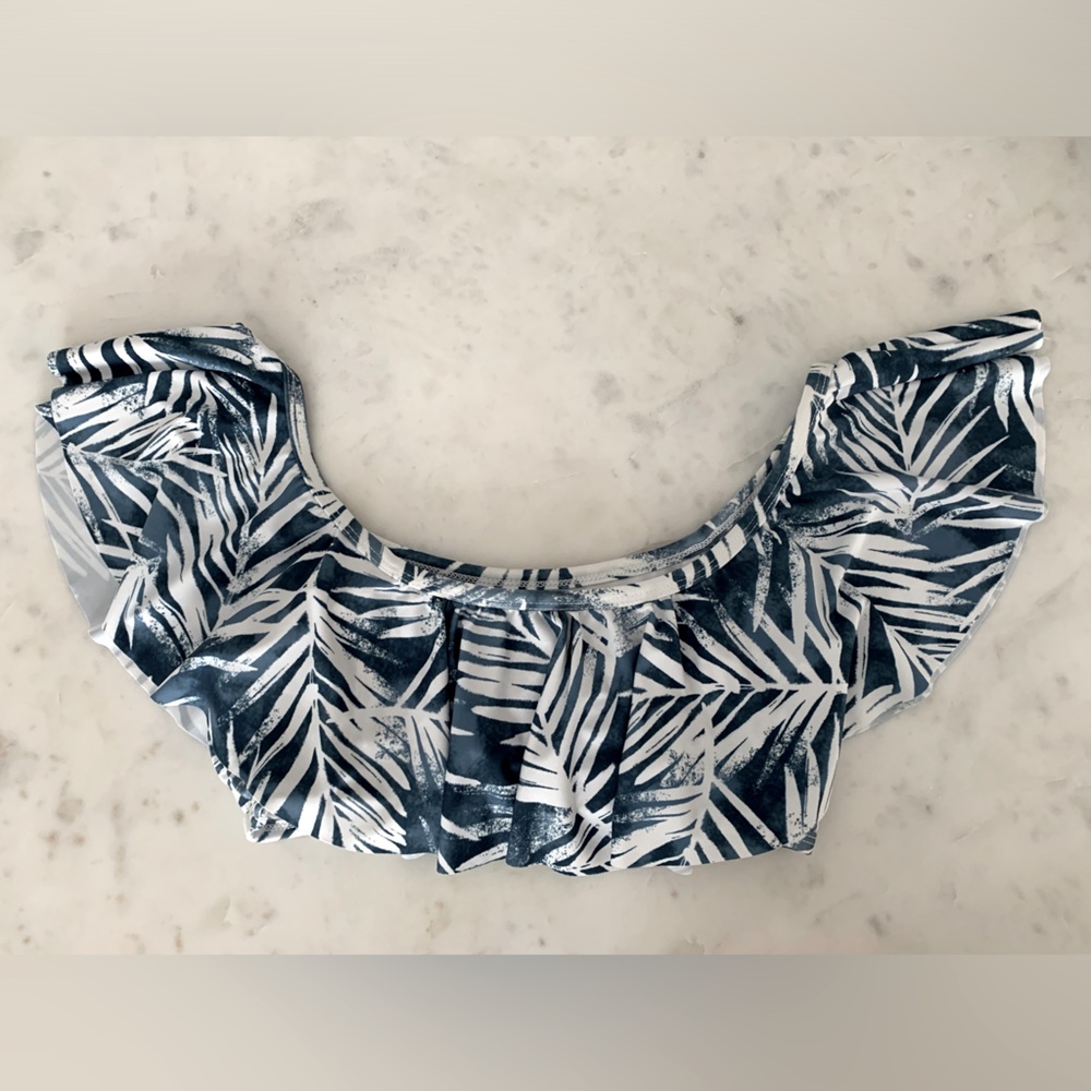 Splendid Women’s Shoulder Bandeau Swimsuit Bikini Top, Stormy Story Blue, XS